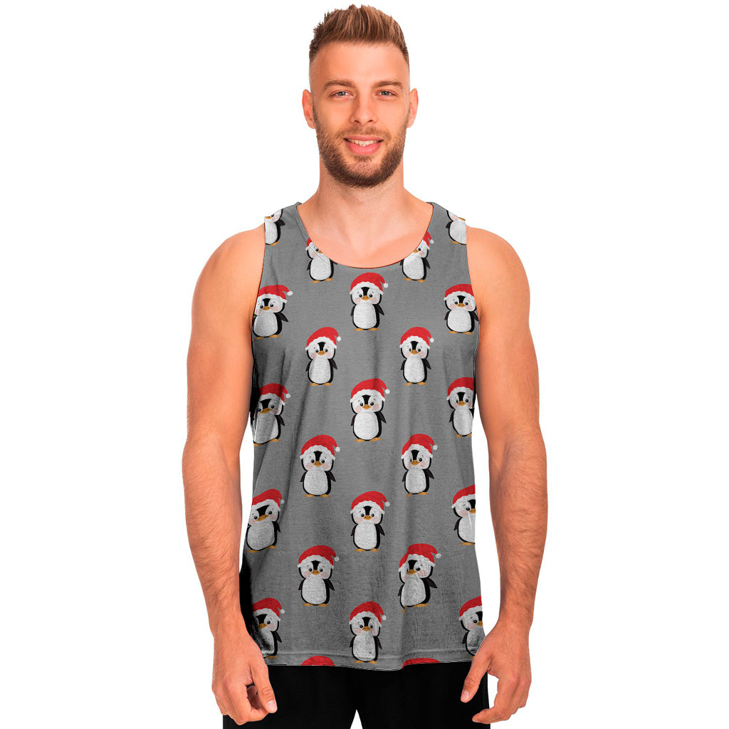 Christmas Santa Penguin Pattern Print Men's Tank Top