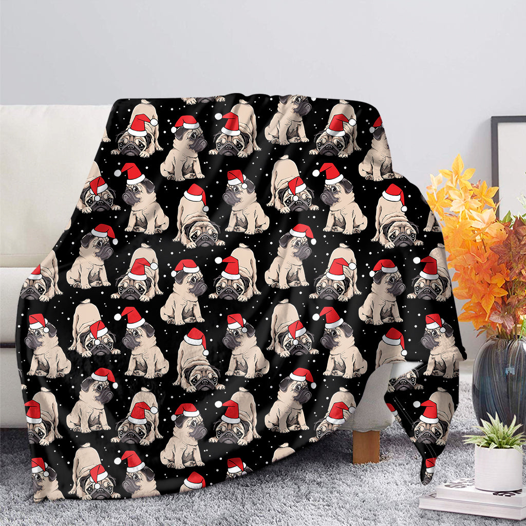 Christmas Santa Pug Pattern Print Blanket