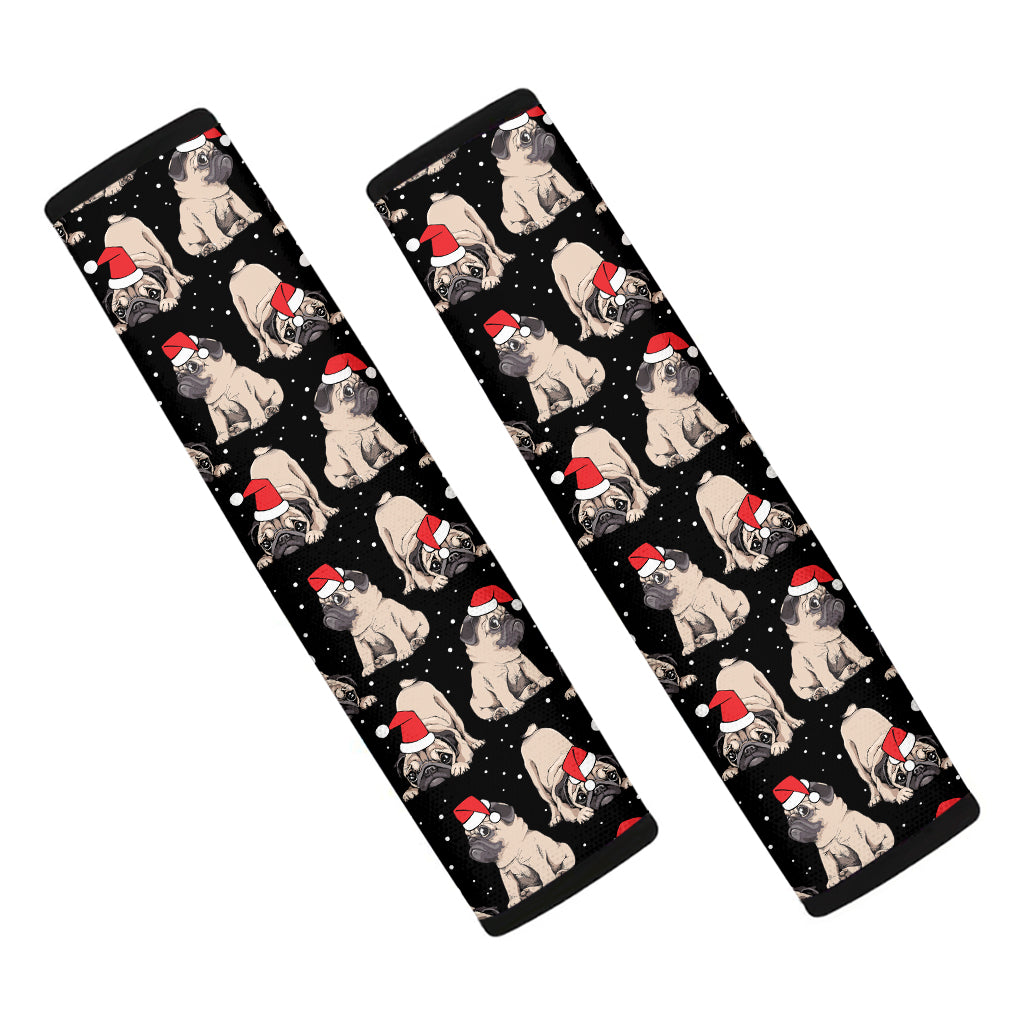 Christmas Santa Pug Pattern Print Car Seat Belt Covers