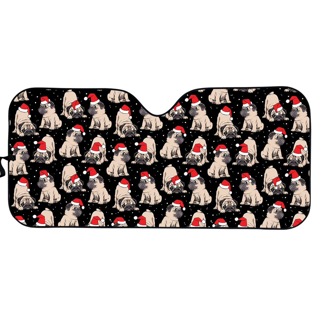 Christmas Santa Pug Pattern Print Car Sun Shade