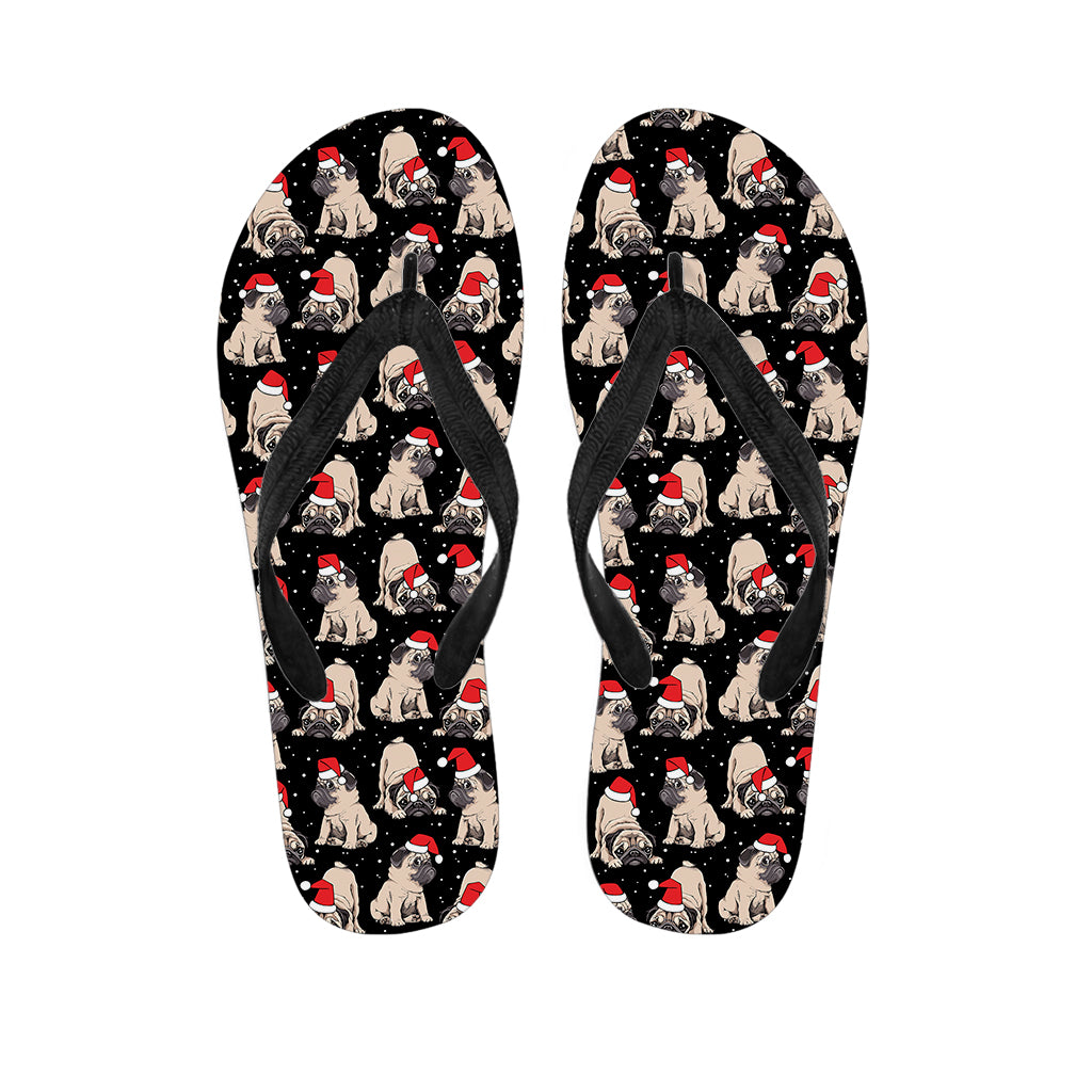 Christmas Santa Pug Pattern Print Flip Flops