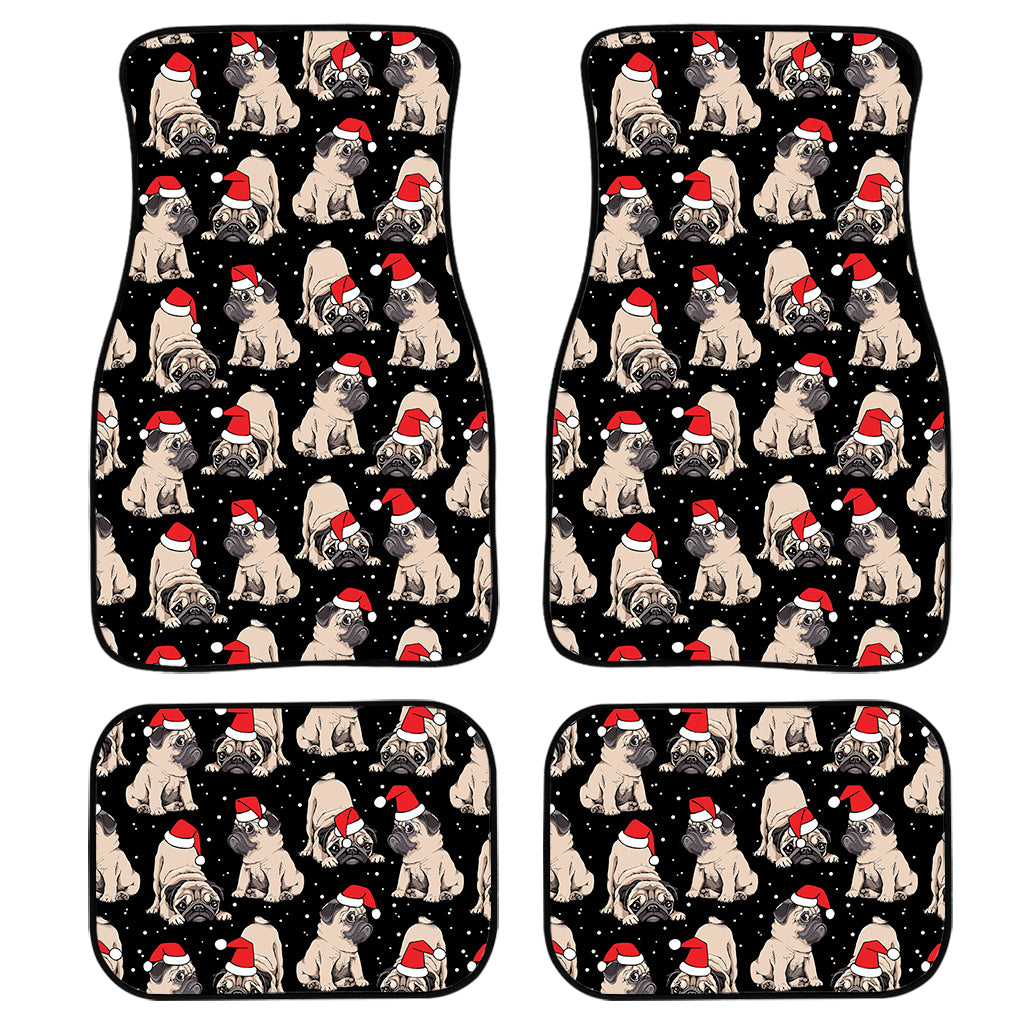 Christmas Santa Pug Pattern Print Front and Back Car Floor Mats