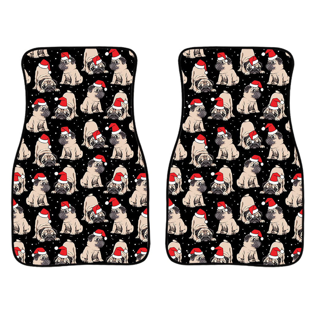 Christmas Santa Pug Pattern Print Front Car Floor Mats