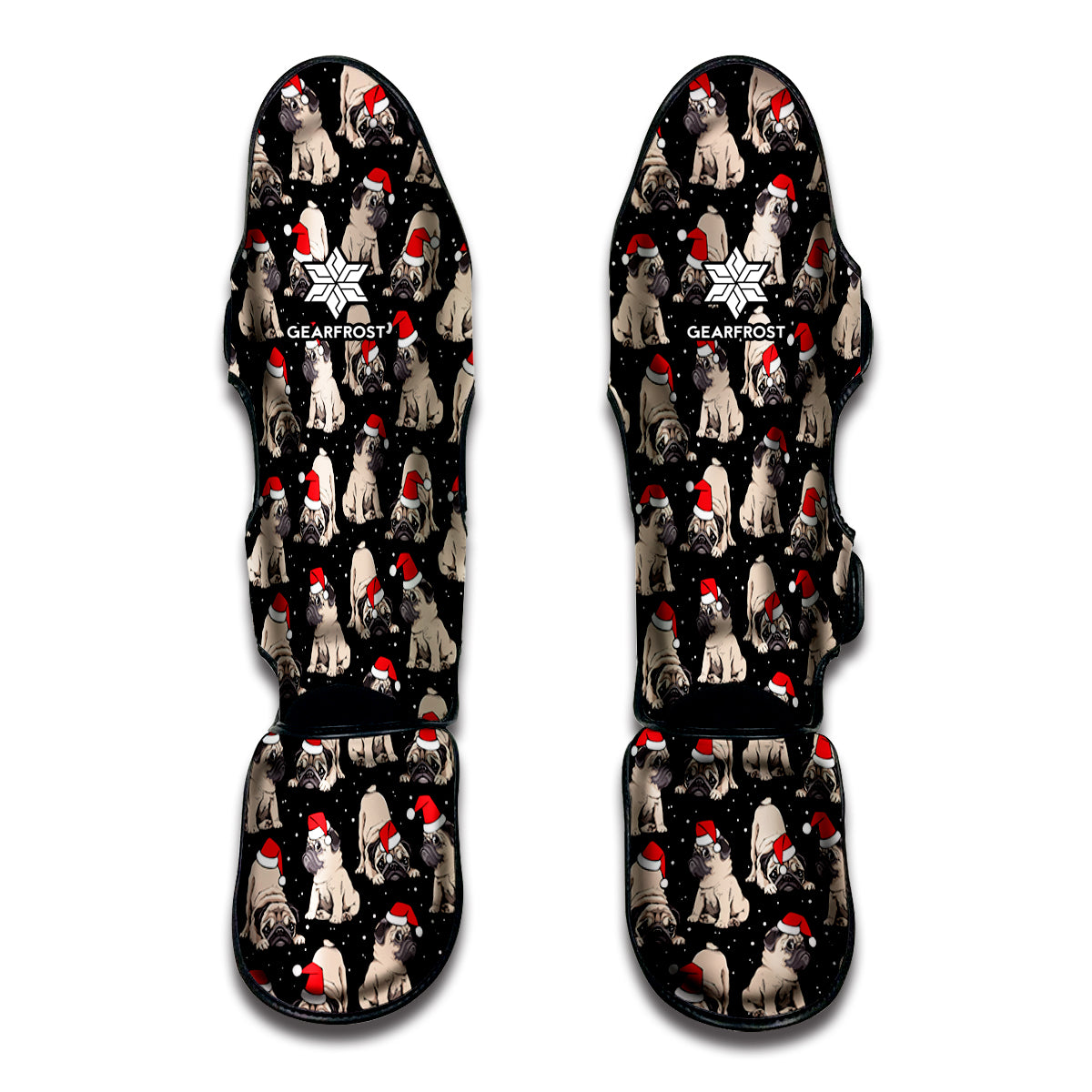 Christmas Santa Pug Pattern Print Muay Thai Shin Guards