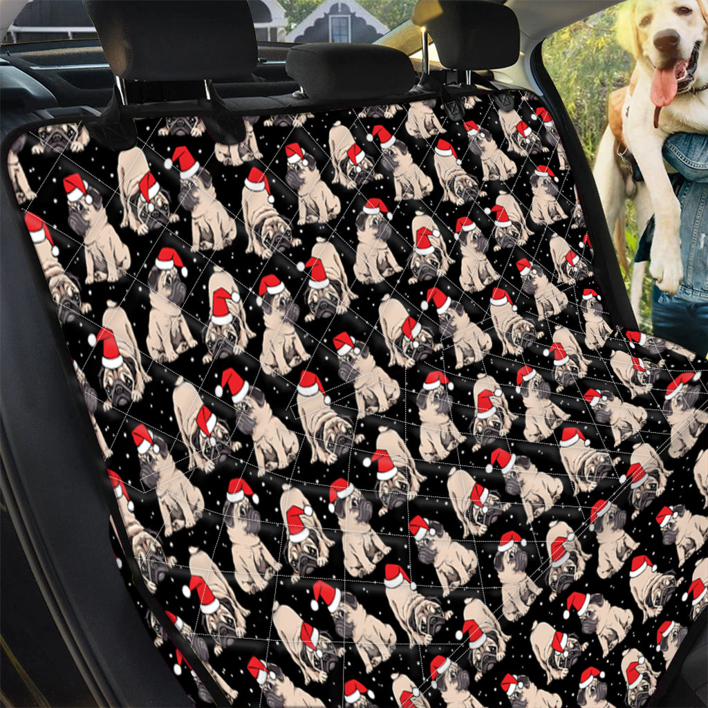 Christmas Santa Pug Pattern Print Pet Car Back Seat Cover