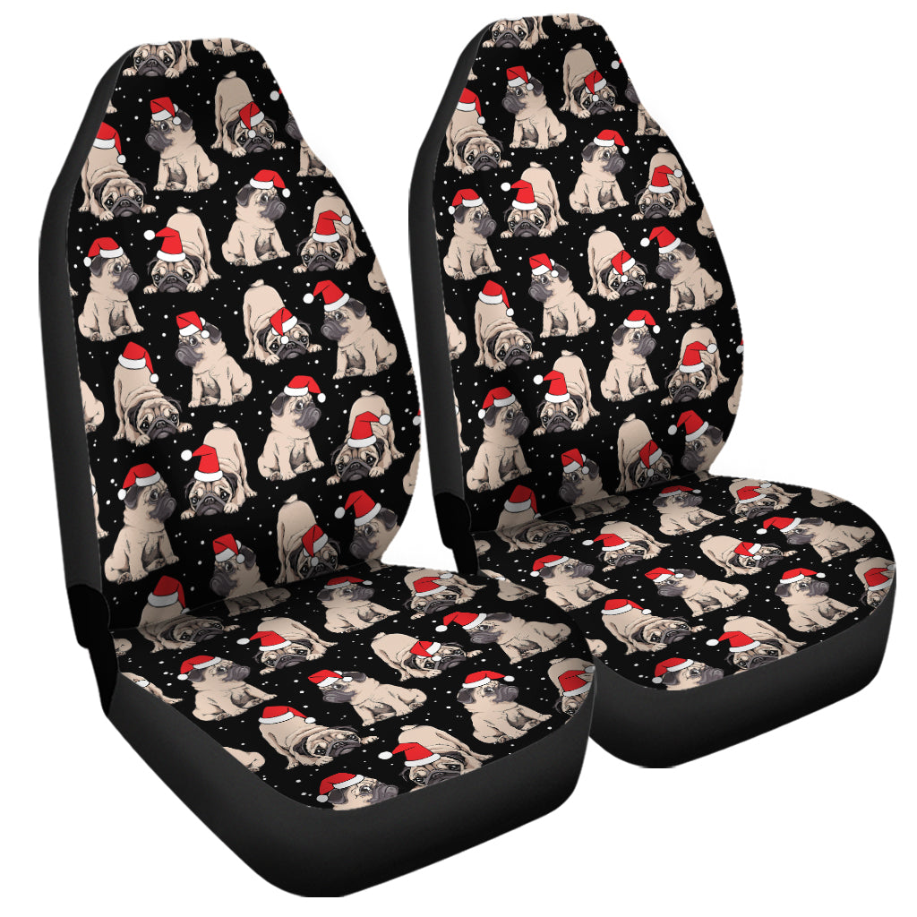 Christmas Santa Pug Pattern Print Universal Fit Car Seat Covers