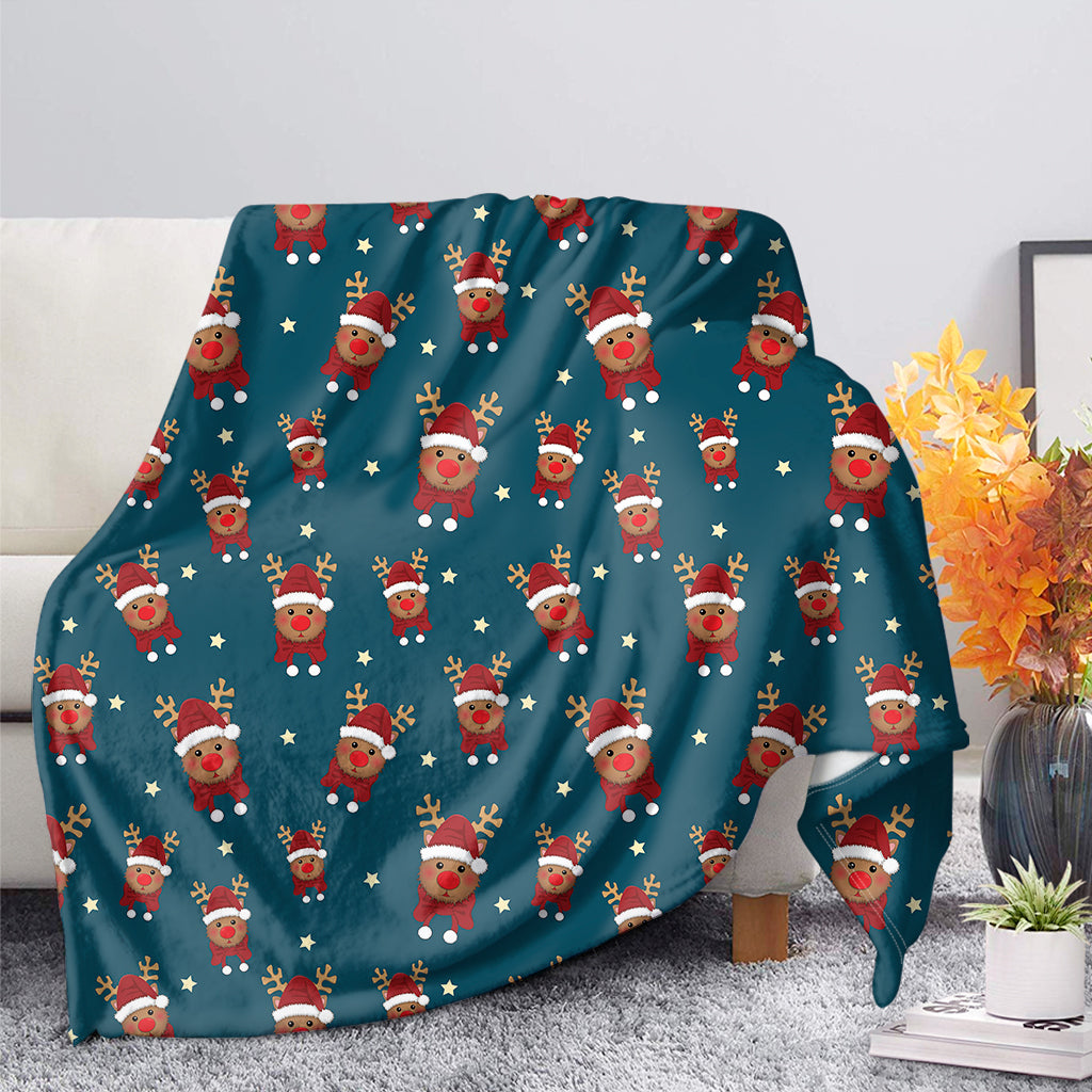 Christmas Santa Reindeer Pattern Print Blanket