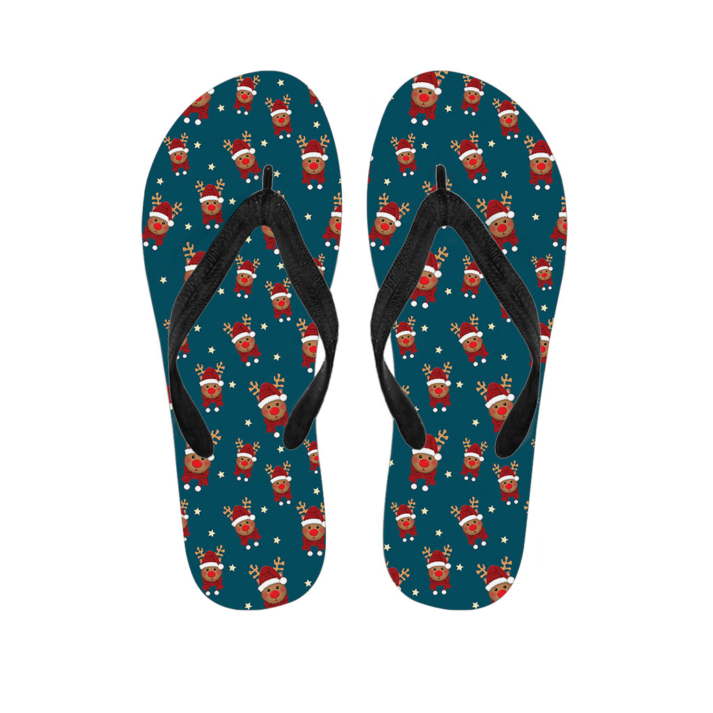 Christmas Santa Reindeer Pattern Print Flip Flops