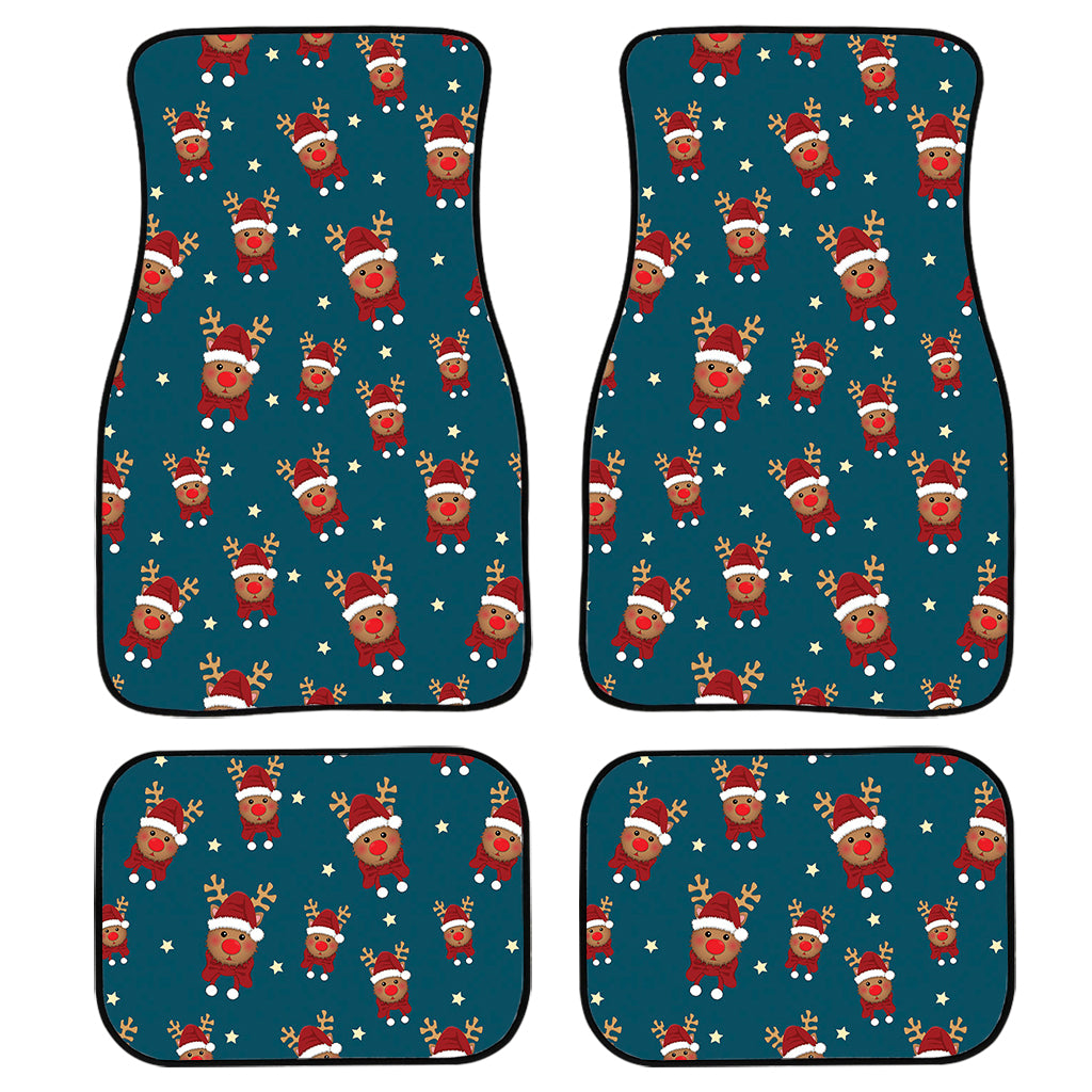 Christmas Santa Reindeer Pattern Print Front and Back Car Floor Mats