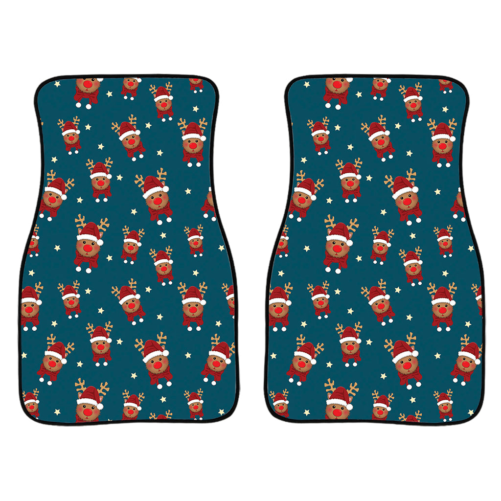 Christmas Santa Reindeer Pattern Print Front Car Floor Mats