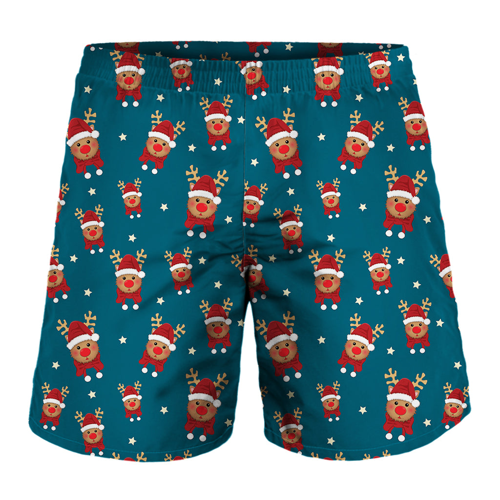 Christmas Santa Reindeer Pattern Print Men's Shorts