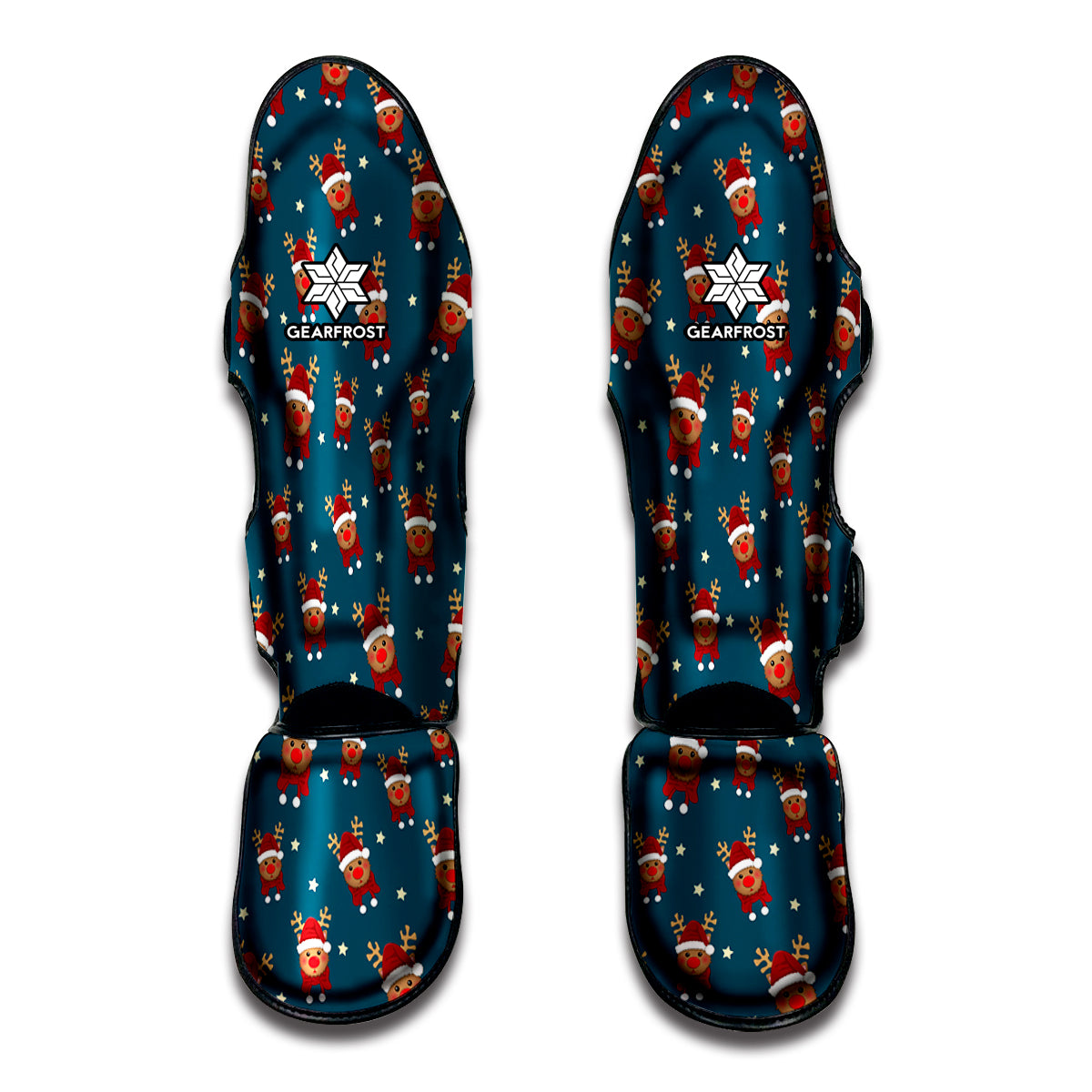 Christmas Santa Reindeer Pattern Print Muay Thai Shin Guards