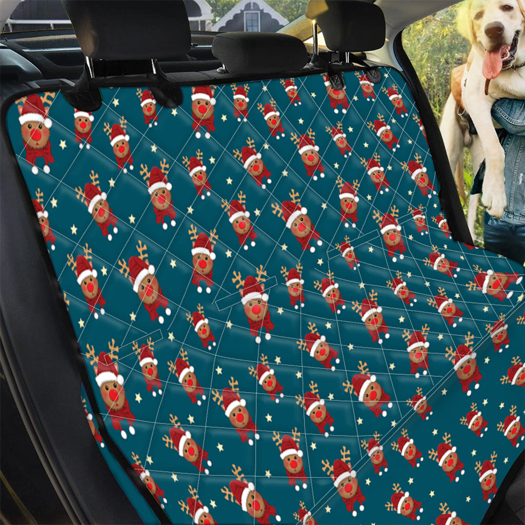 Christmas Santa Reindeer Pattern Print Pet Car Back Seat Cover