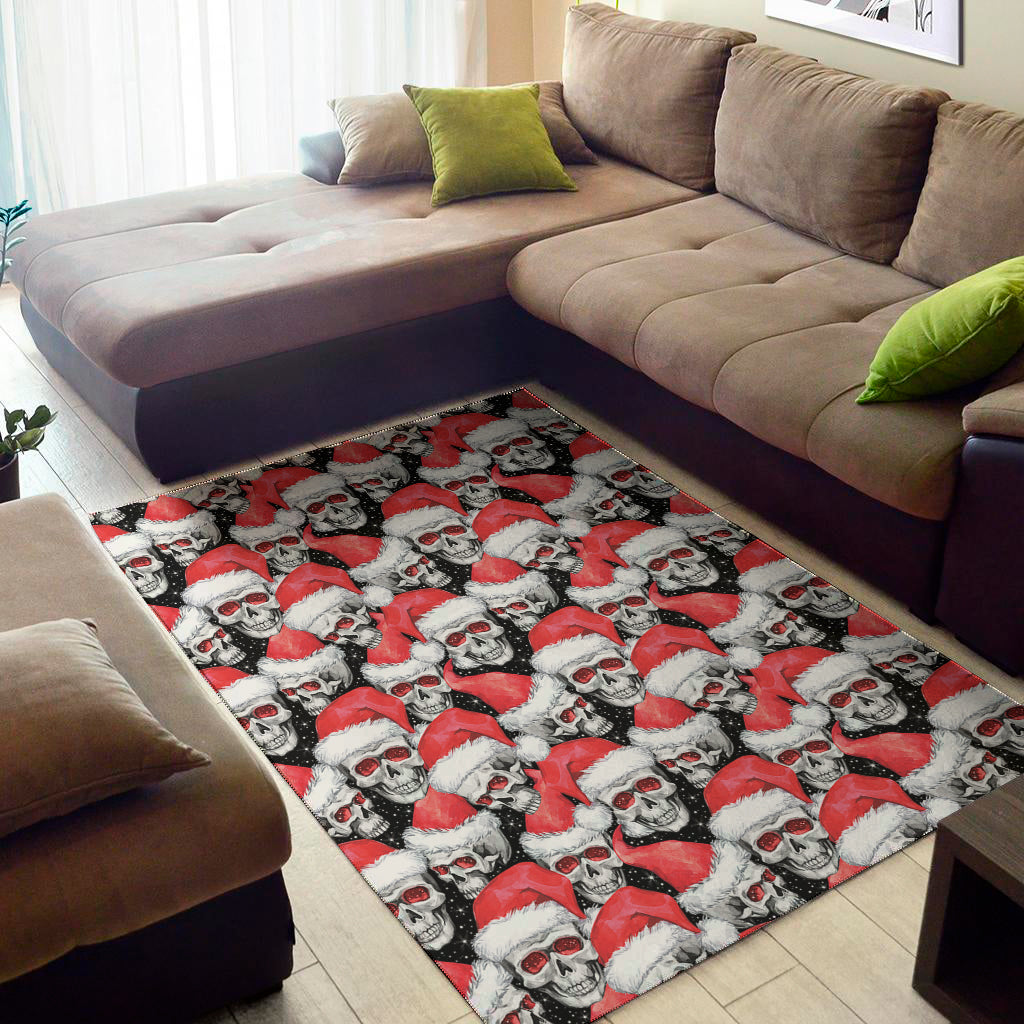 Christmas Santa Skull Pattern Print Area Rug