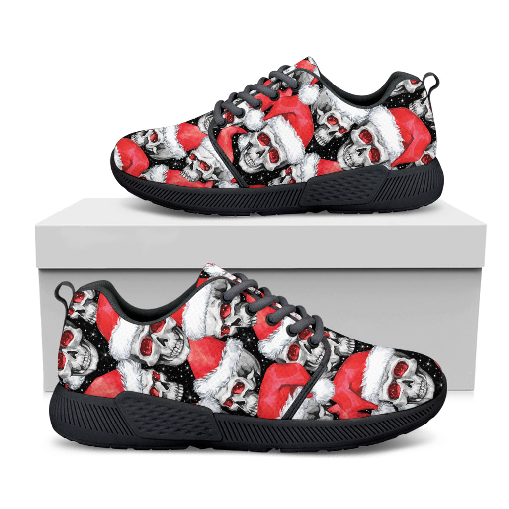 Christmas Santa Skull Pattern Print Black Athletic Shoes