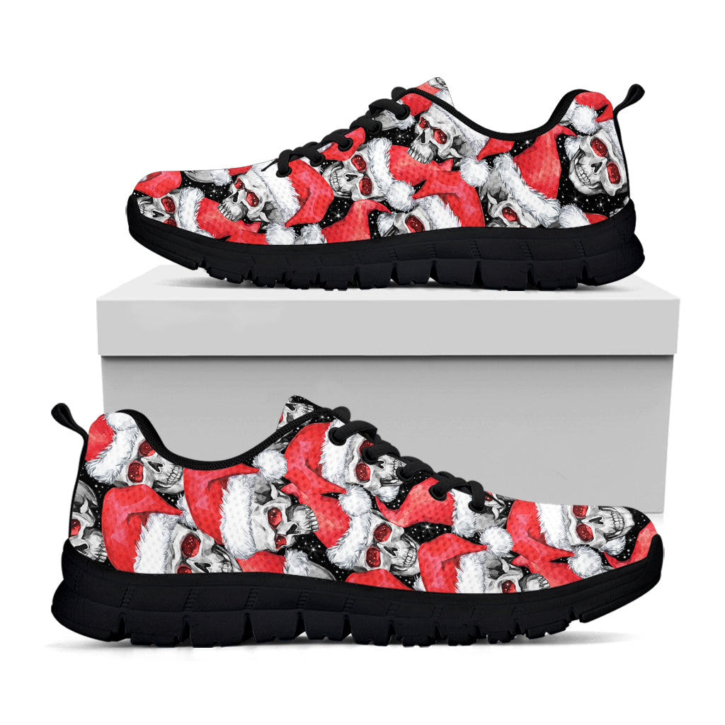 Christmas Santa Skull Pattern Print Black Sneakers