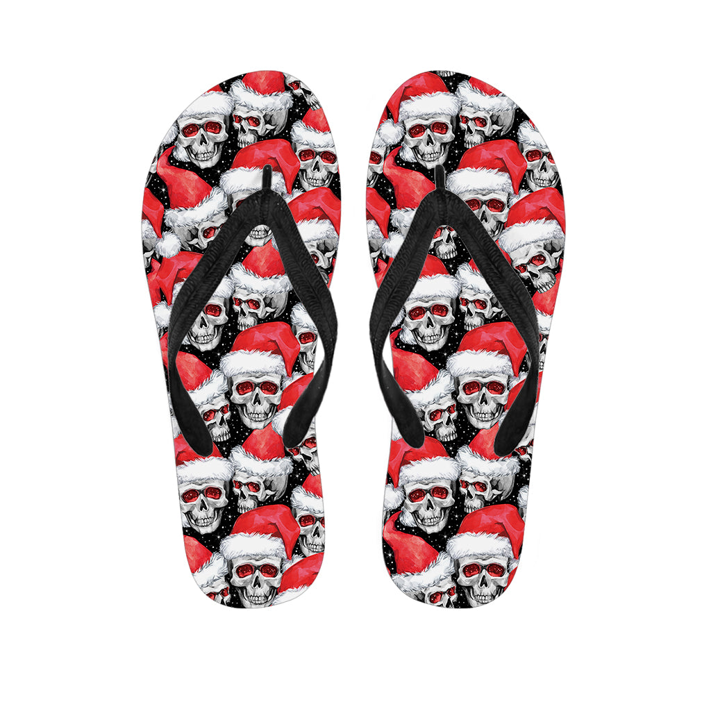 Christmas Santa Skull Pattern Print Flip Flops