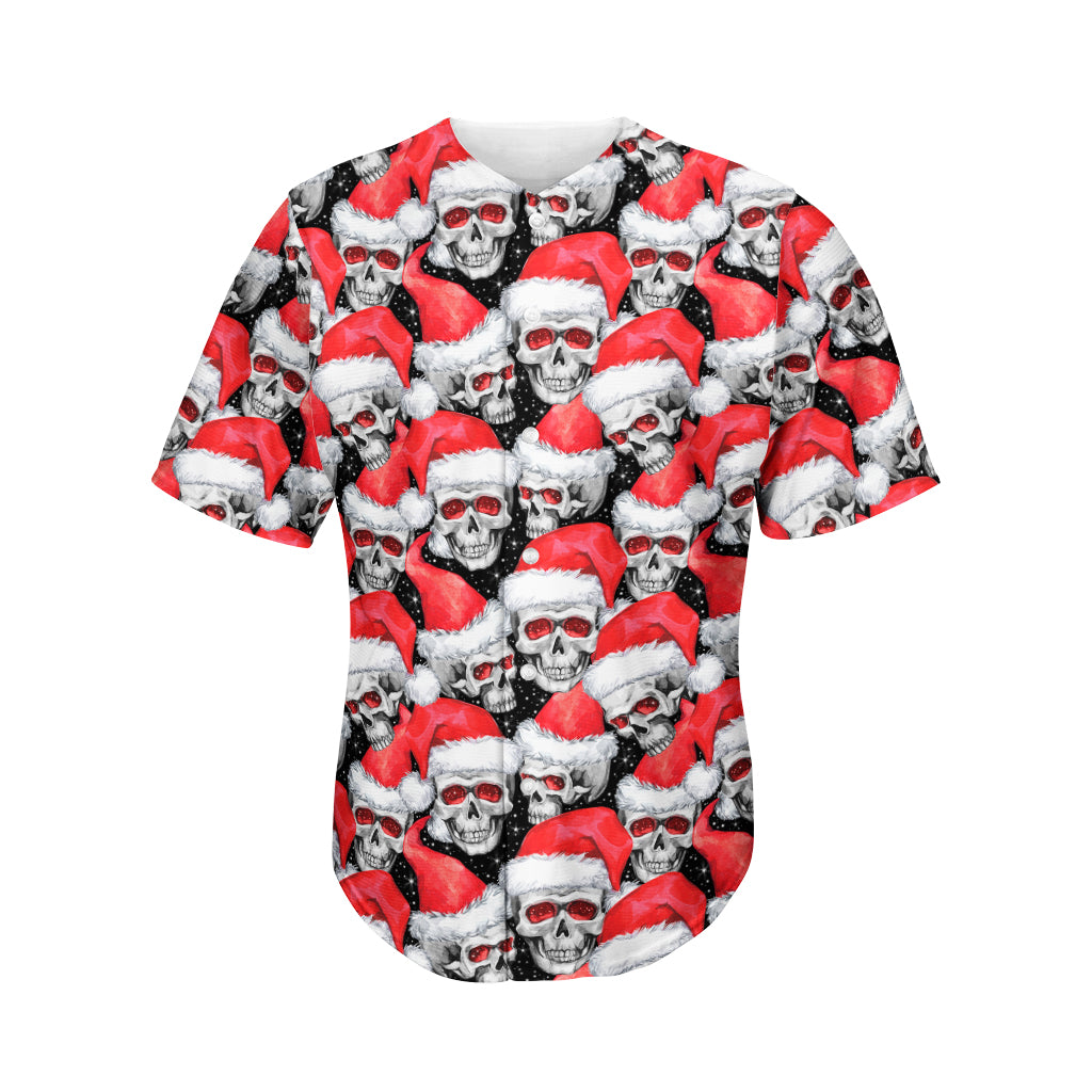 Christmas Santa Skull Pattern Print Men's Baseball Jersey