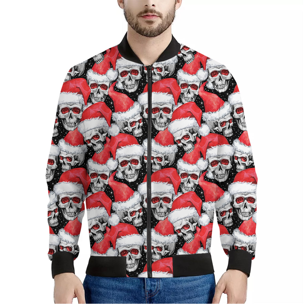 Christmas Santa Skull Pattern Print Men's Bomber Jacket