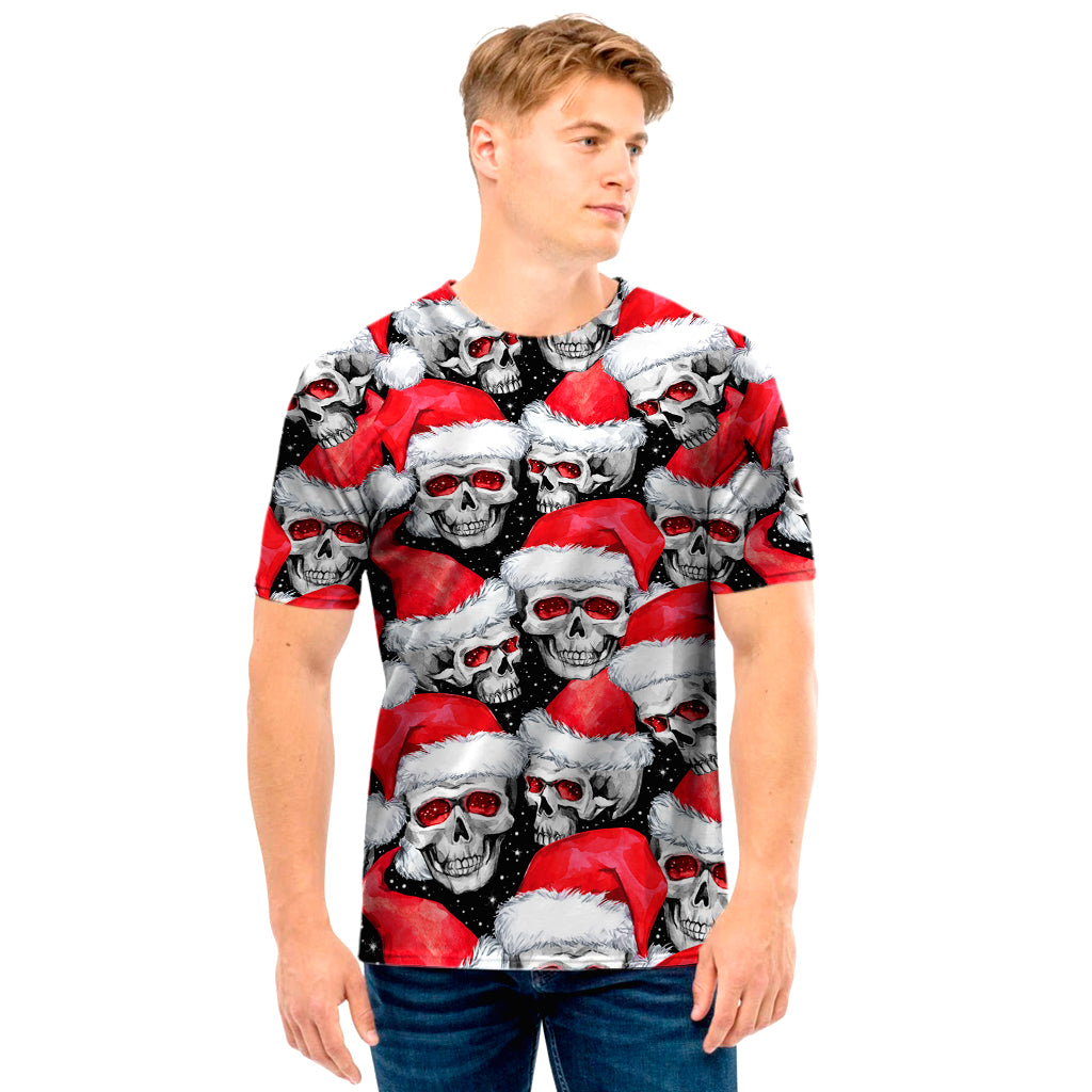 Christmas Santa Skull Pattern Print Men's T-Shirt