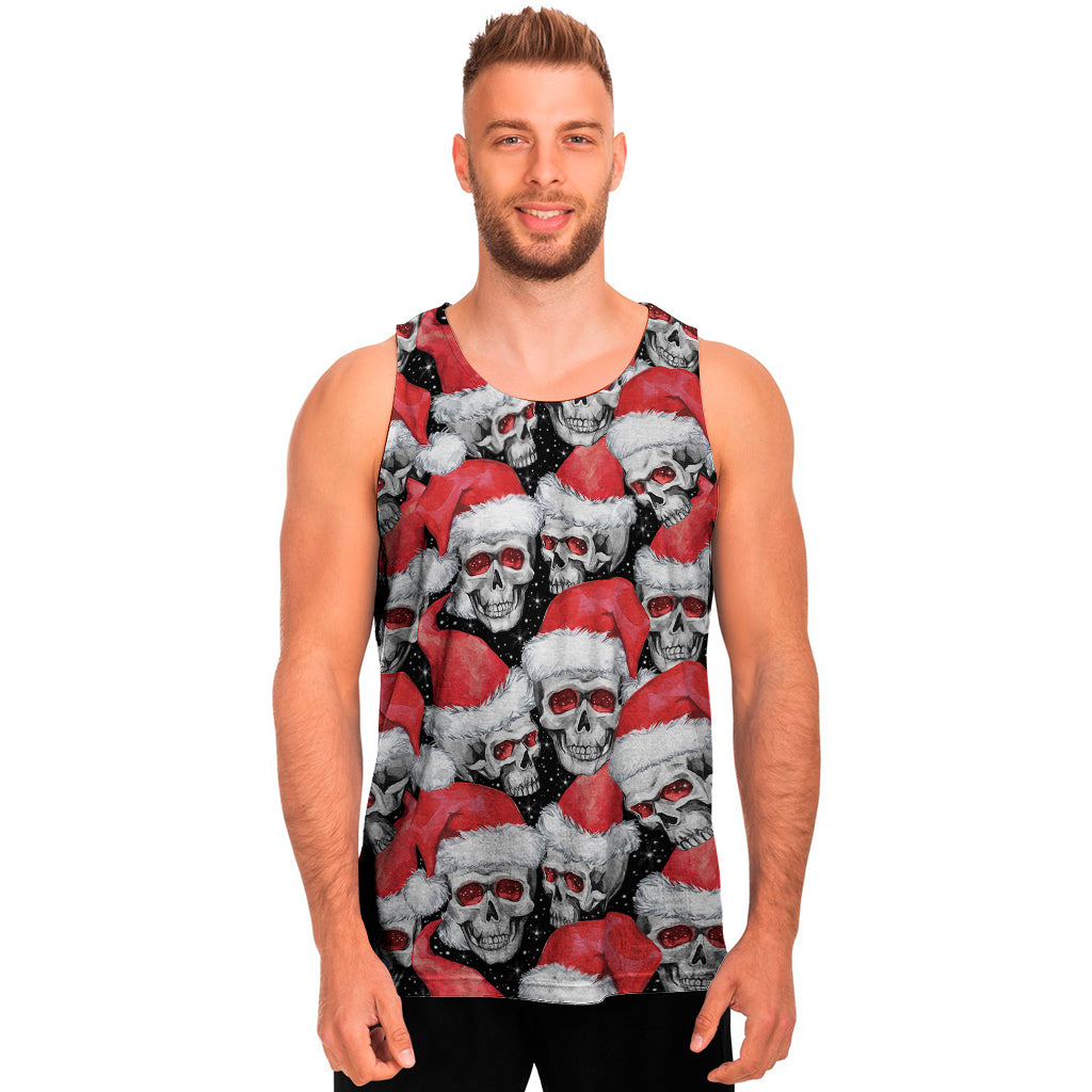 Christmas Santa Skull Pattern Print Men's Tank Top