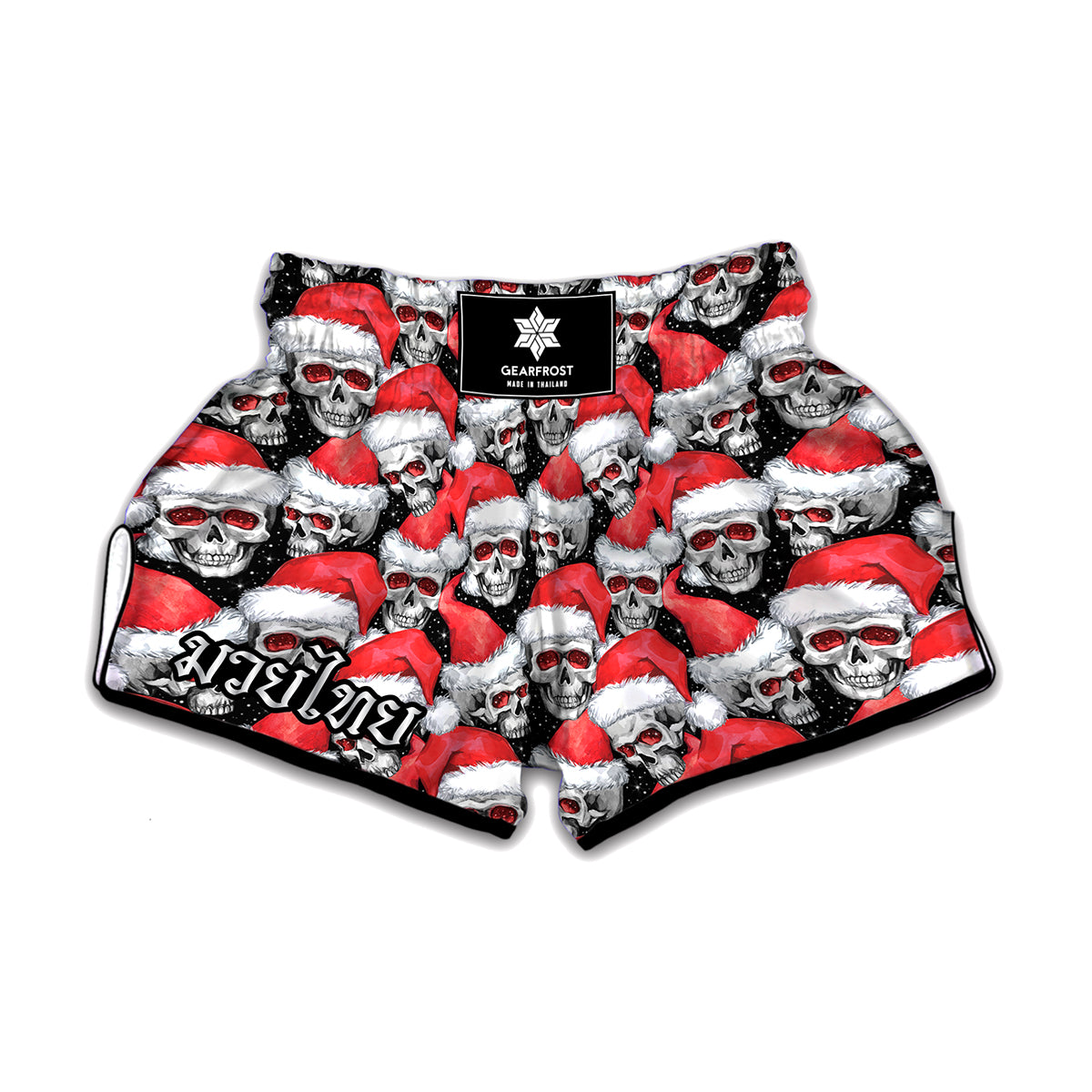 Christmas Santa Skull Pattern Print Muay Thai Boxing Shorts