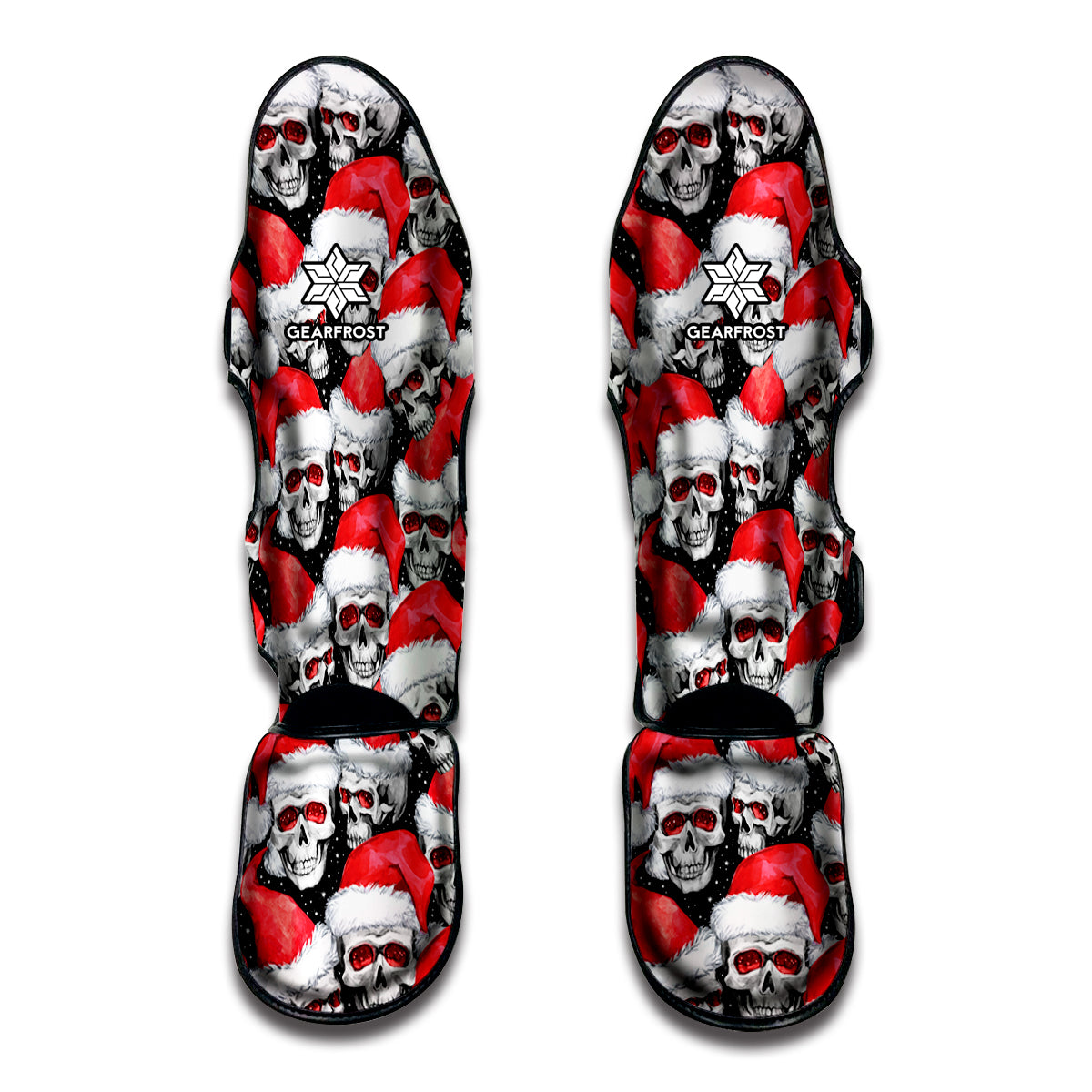 Christmas Santa Skull Pattern Print Muay Thai Shin Guards