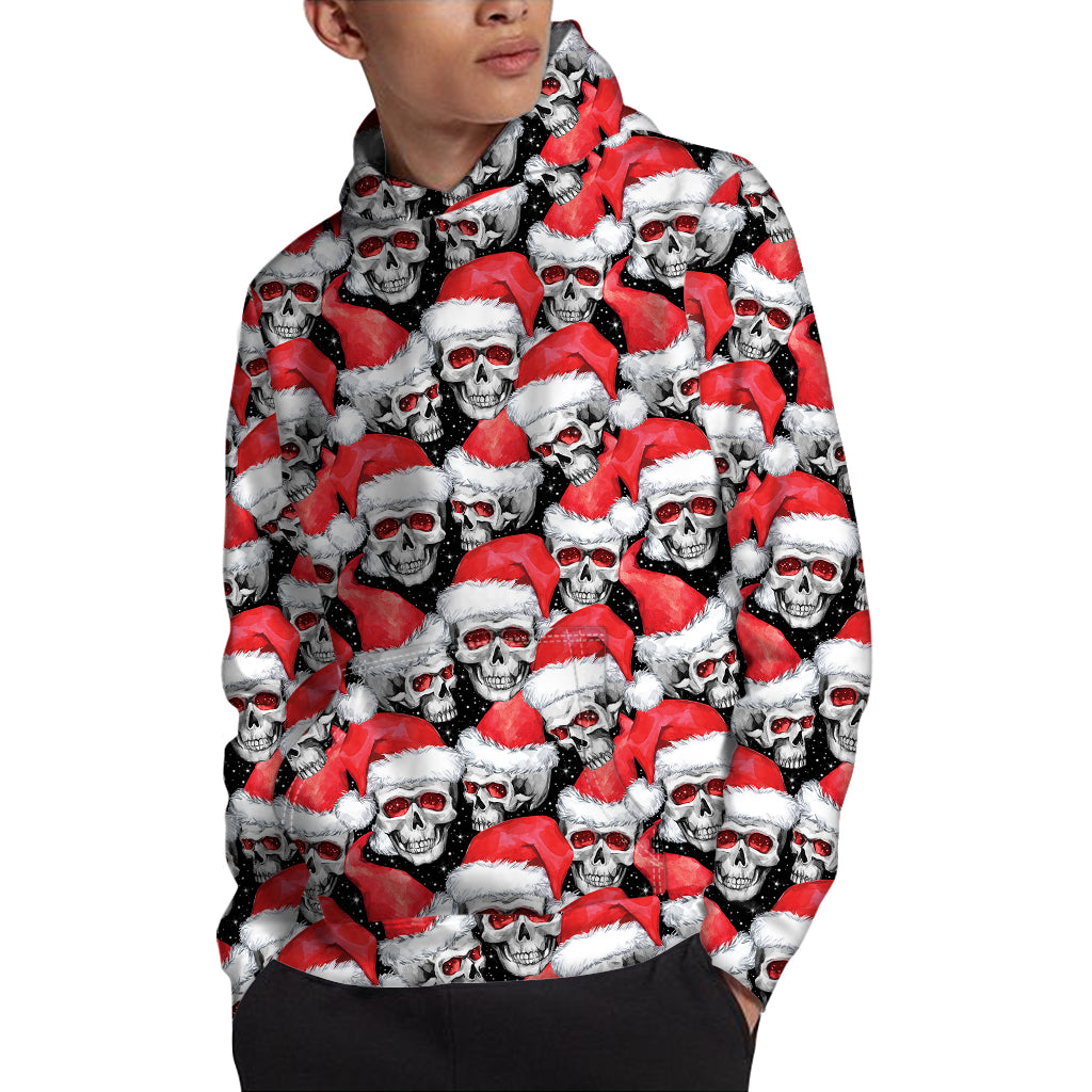 Christmas Santa Skull Pattern Print Pullover Hoodie