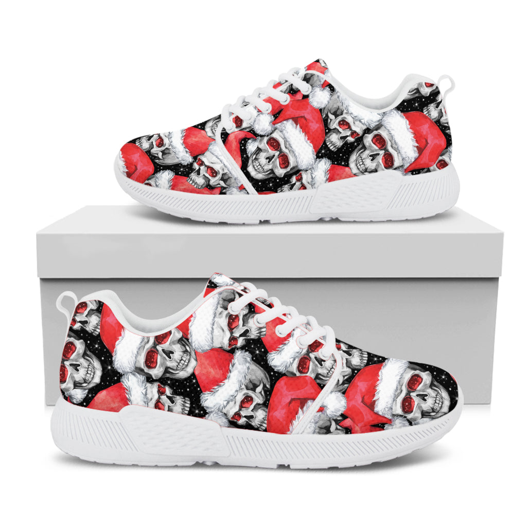 Christmas Santa Skull Pattern Print White Athletic Shoes