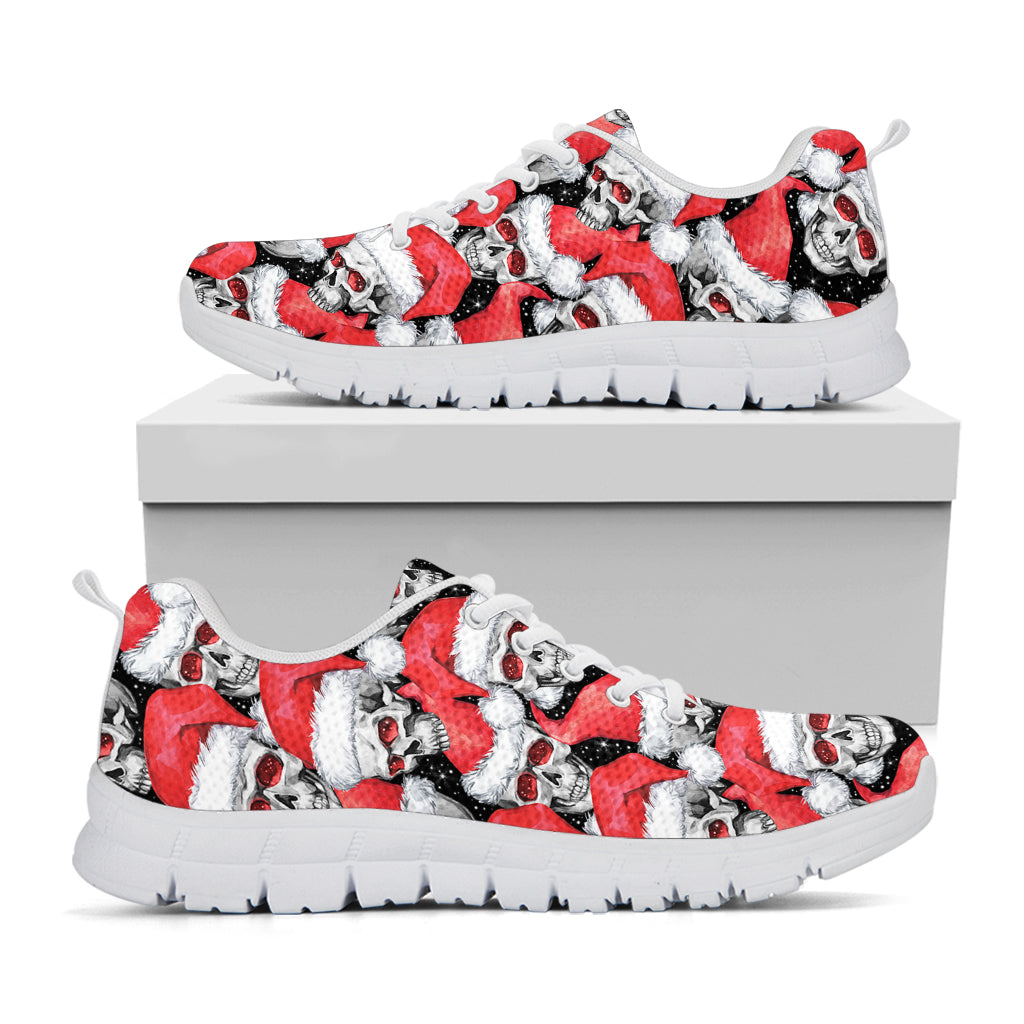 Christmas Santa Skull Pattern Print White Sneakers