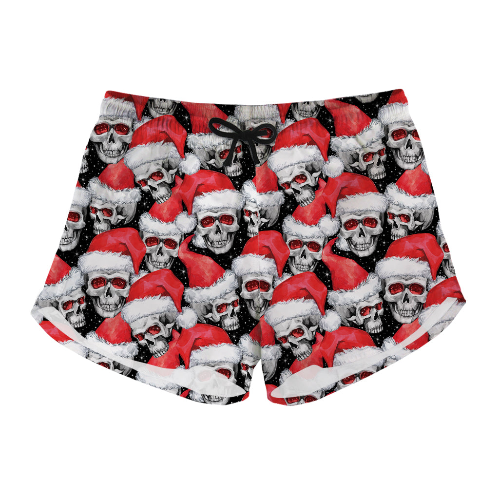 Christmas Santa Skull Pattern Print Women's Shorts