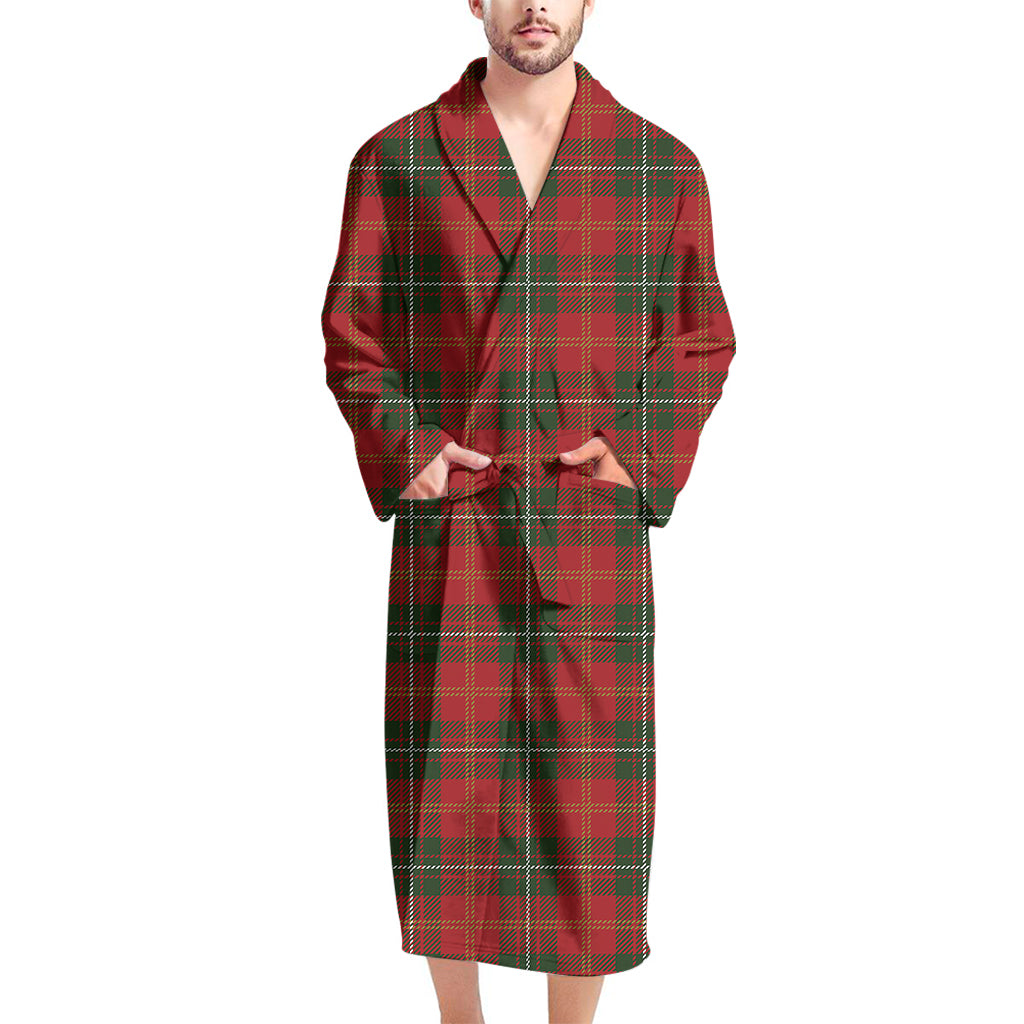 Christmas Scottish Tartan Pattern Print Men's Bathrobe