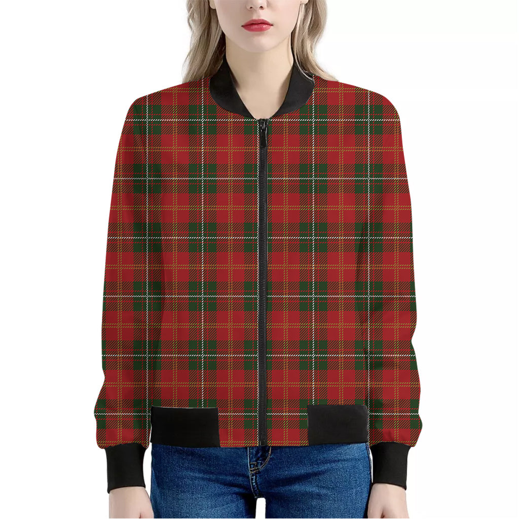 Christmas Scottish Tartan Pattern Print Women's Bomber Jacket