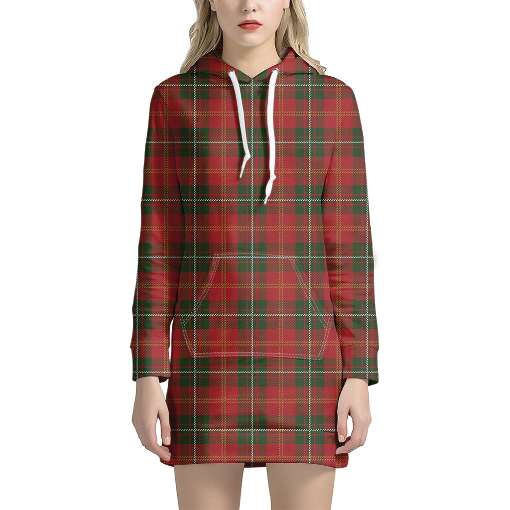 Christmas Scottish Tartan Pattern Print Women's Pullover Hoodie Dress