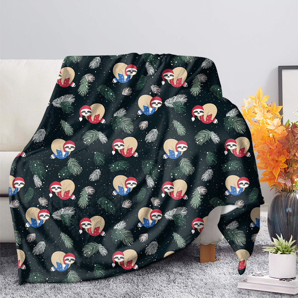 Christmas Sleeping Sloths Pattern Print Blanket