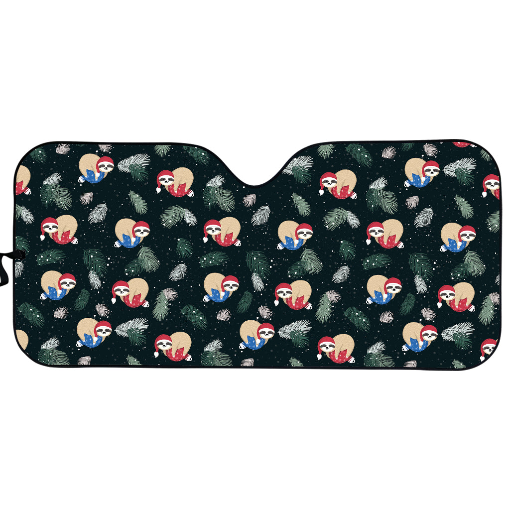 Christmas Sleeping Sloths Pattern Print Car Sun Shade