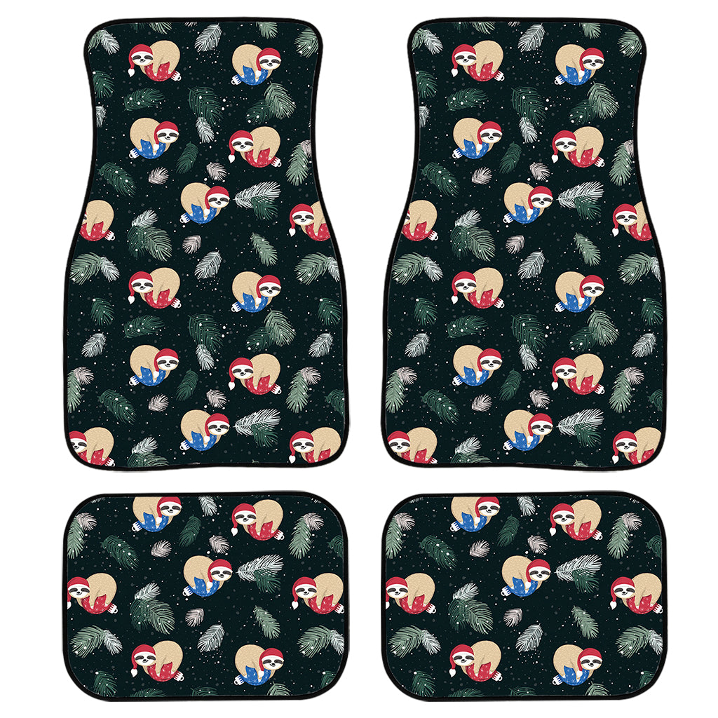 Christmas Sleeping Sloths Pattern Print Front and Back Car Floor Mats