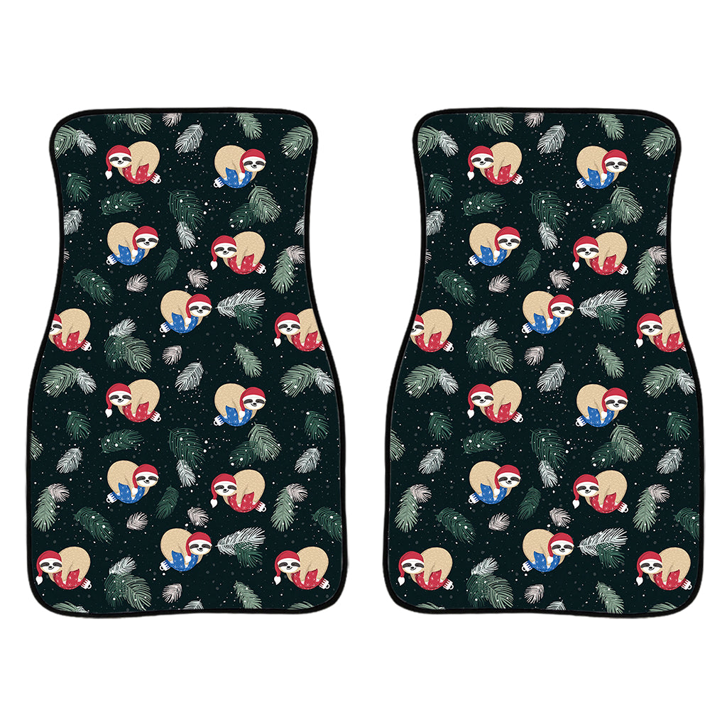 Christmas Sleeping Sloths Pattern Print Front Car Floor Mats