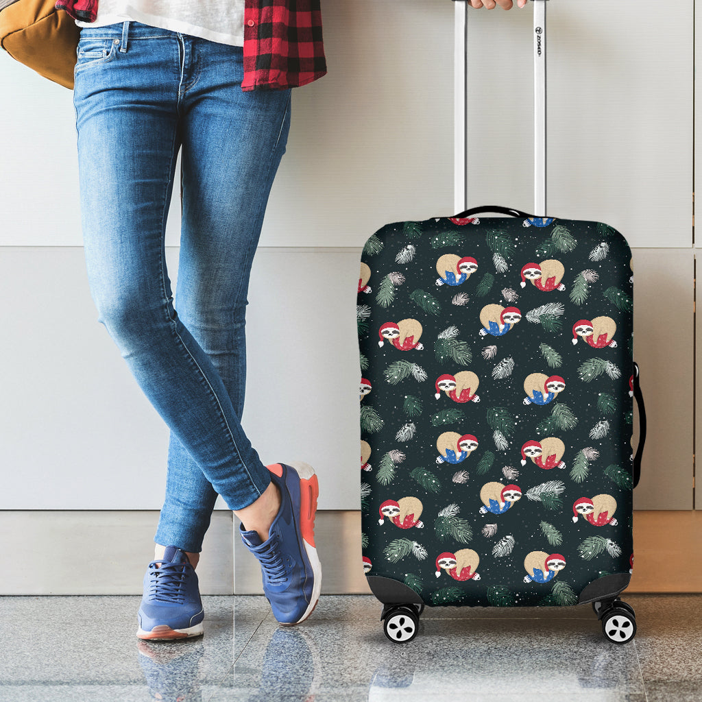 Christmas Sleeping Sloths Pattern Print Luggage Cover