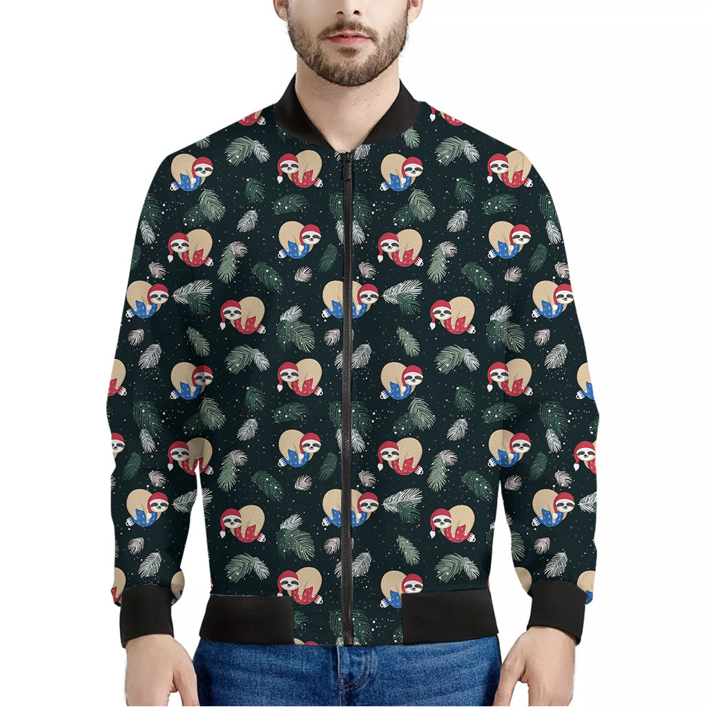 Christmas Sleeping Sloths Pattern Print Men's Bomber Jacket