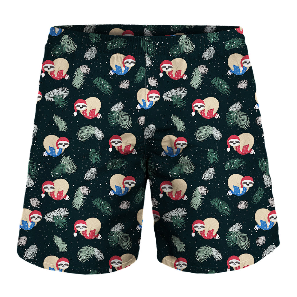 Christmas Sleeping Sloths Pattern Print Men's Shorts