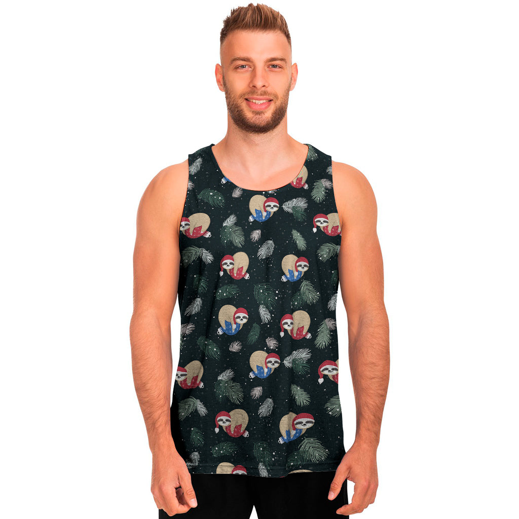 Christmas Sleeping Sloths Pattern Print Men's Tank Top