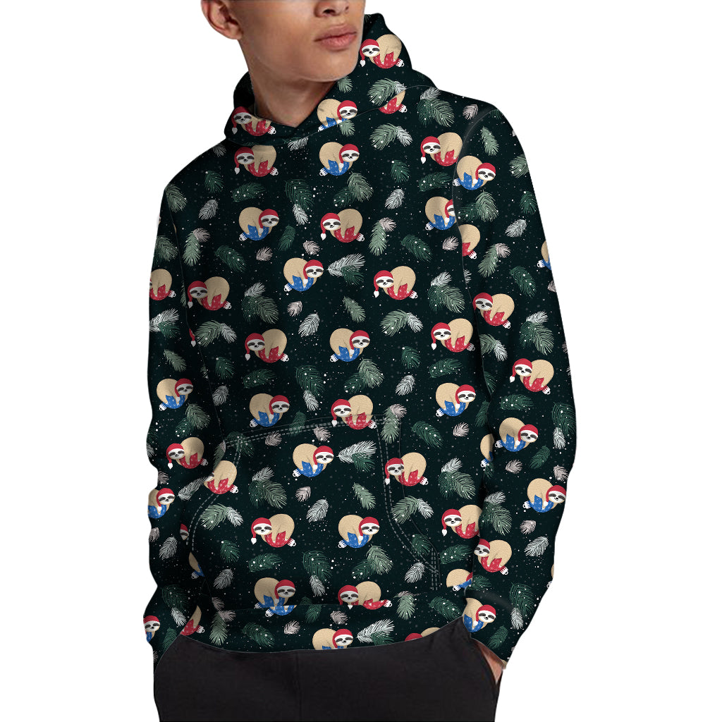 Christmas Sleeping Sloths Pattern Print Pullover Hoodie