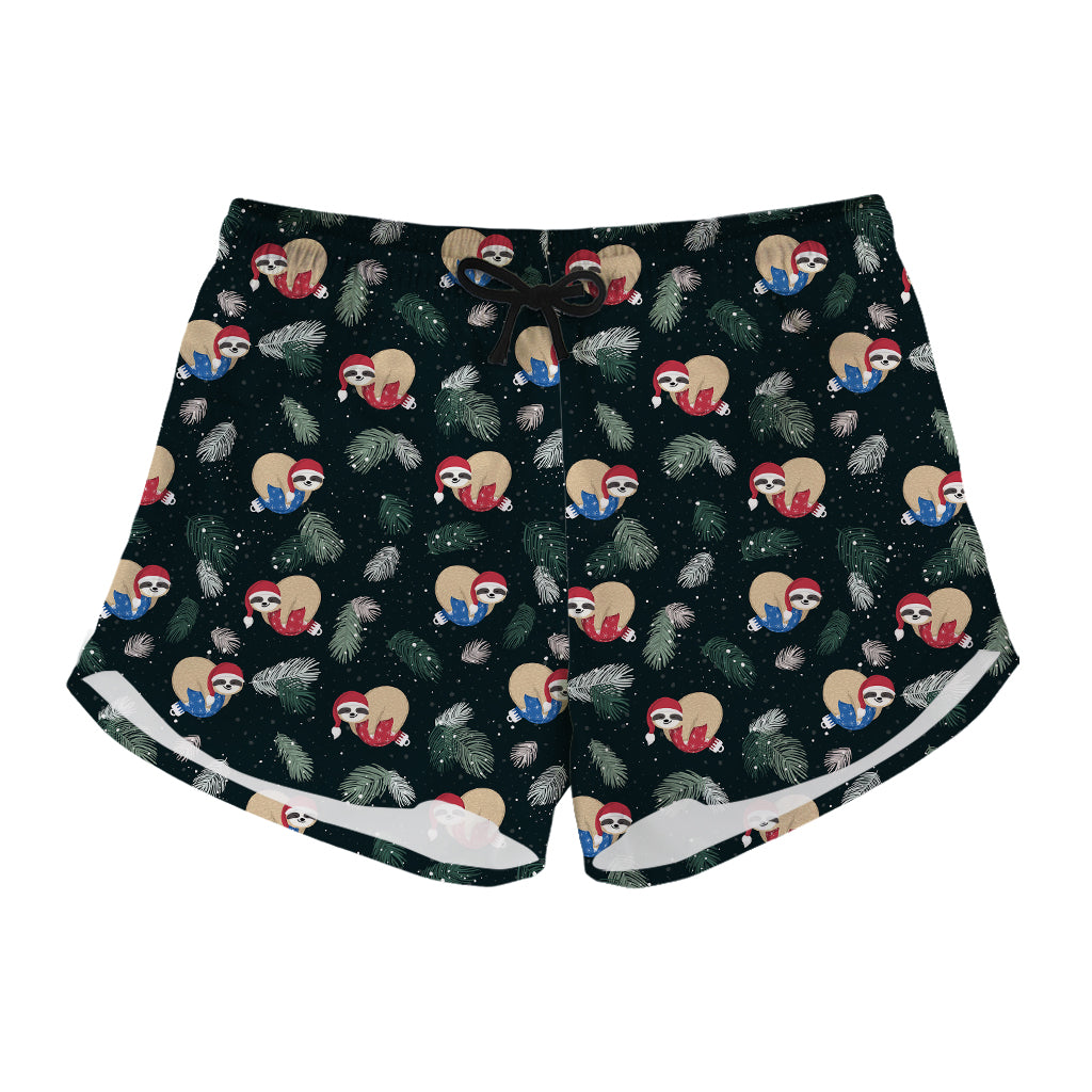 Christmas Sleeping Sloths Pattern Print Women's Shorts