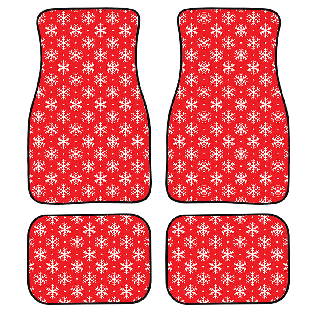 Christmas Snowflake Pattern Print Front and Back Car Floor Mats