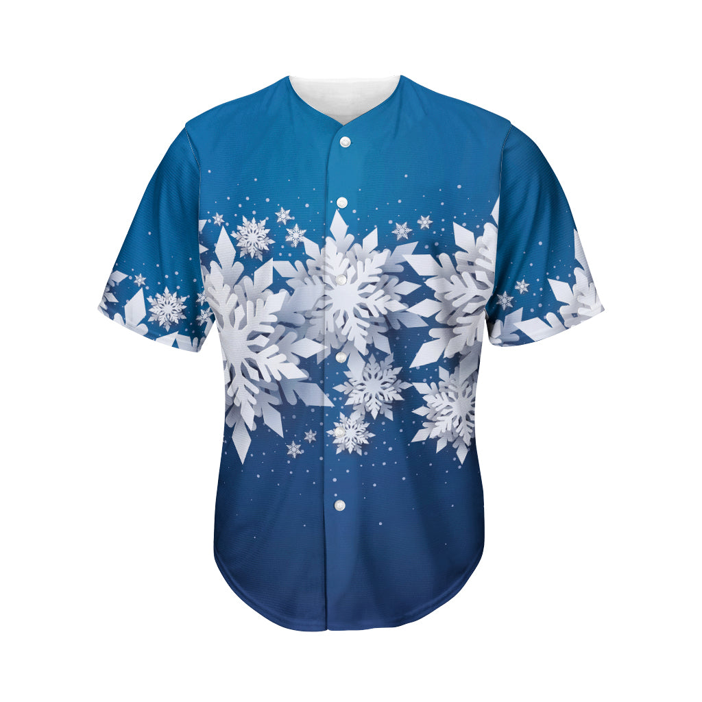 Christmas Snowflake Print Men's Baseball Jersey