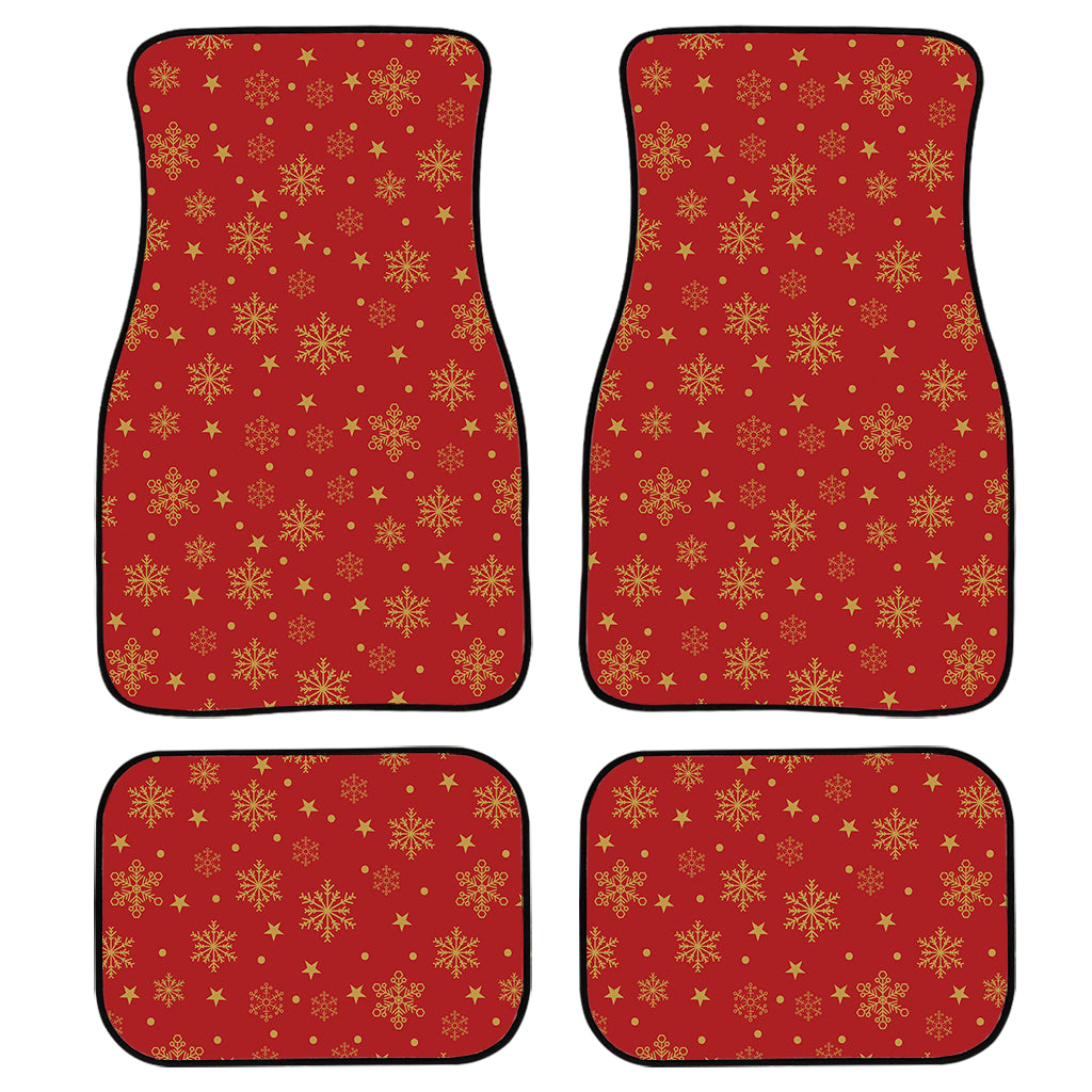 Christmas Snowflakes And Stars Print Front and Back Car Floor Mats