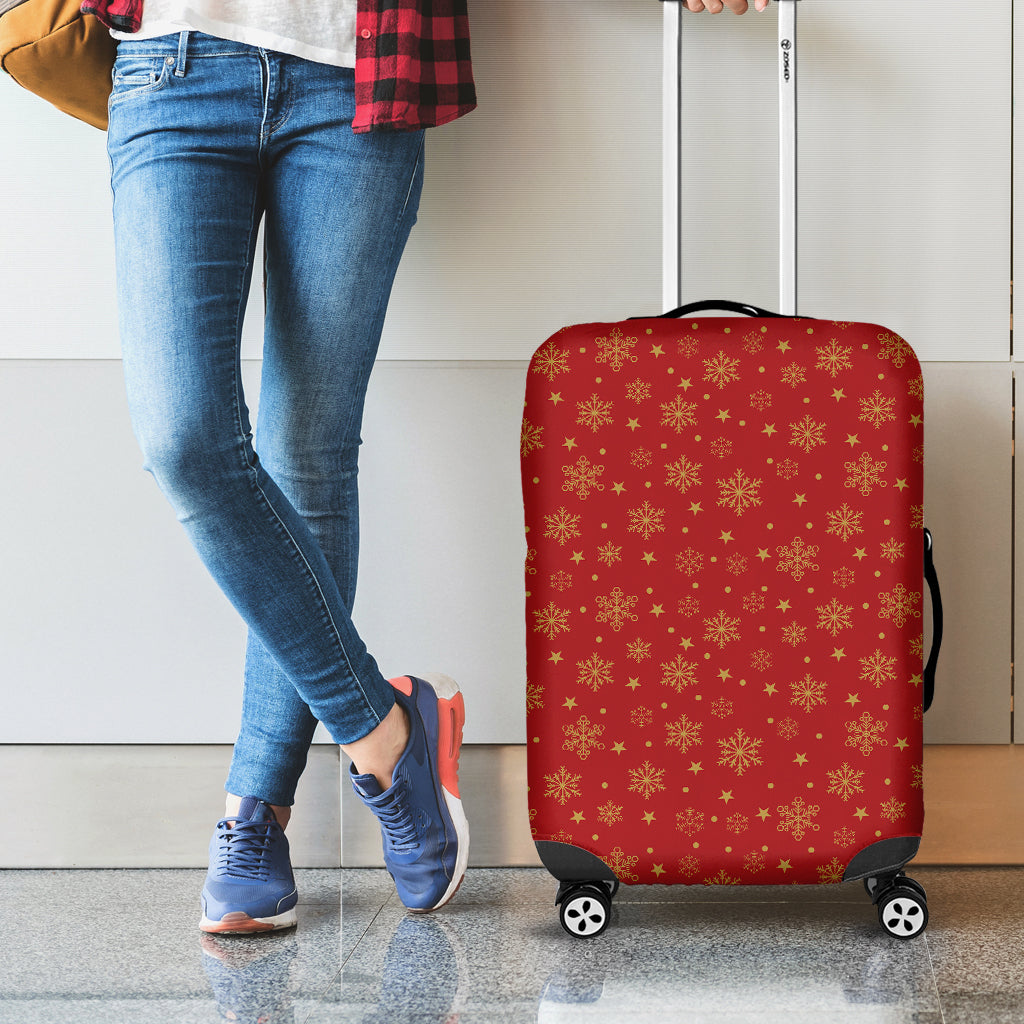 Christmas Snowflakes And Stars Print Luggage Cover