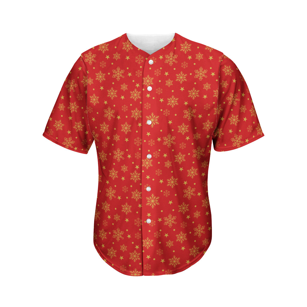 Christmas Snowflakes And Stars Print Men's Baseball Jersey