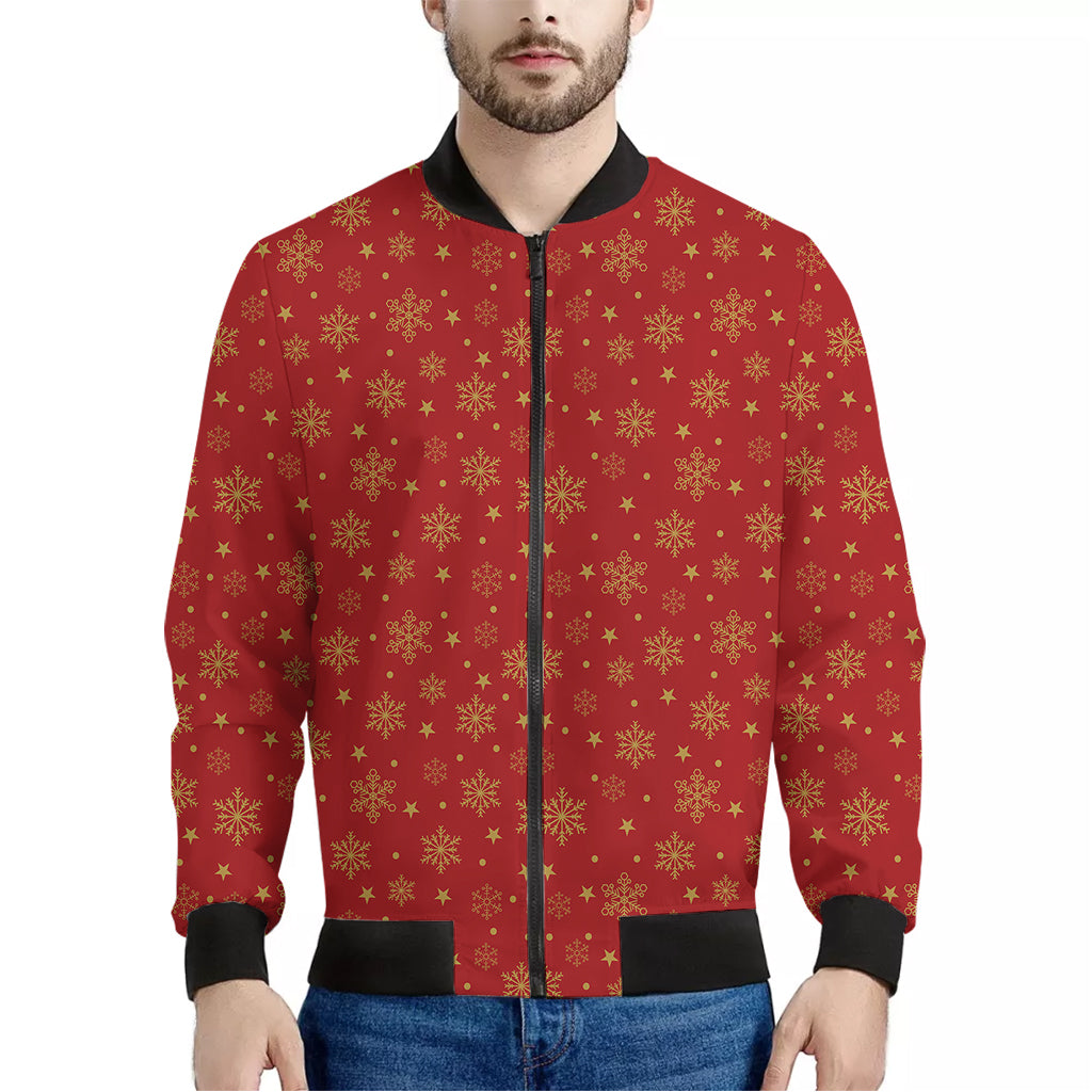 Christmas Snowflakes And Stars Print Men's Bomber Jacket